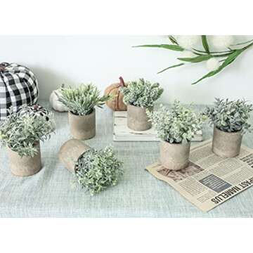 Der Rose 6pcs Mini Potted Fake Plants Small Artificial Plants for Home Farmhouse Bathroom Desk Office Decor