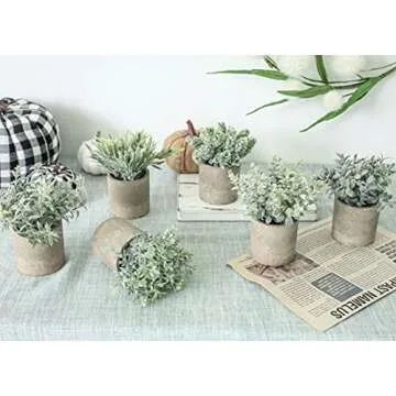 Der Rose 6pcs Mini Potted Fake Plants Small Artificial Plants for Home Farmhouse Bathroom Desk Office Decor