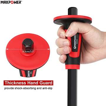 MAXPOWER 3PCS Masonry Chisel Set, 11 inch Point Chisel and Flat Chisel, 8 inch Brick Chisel, Tile Ch...