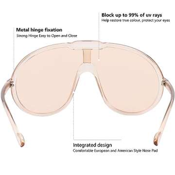 GFUIARA Trendy Oversized Sunglasses for Women Men Fashion Shield Aviator Sun Glasses UV400 Protection Goggles