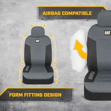 Cat MeshFlex Automotive Seat Covers for Cars Trucks and SUVs – Gray Car Seat Covers for Front Seats, Truck Seat Protectors with Comfortable Mesh Back, Set of 2