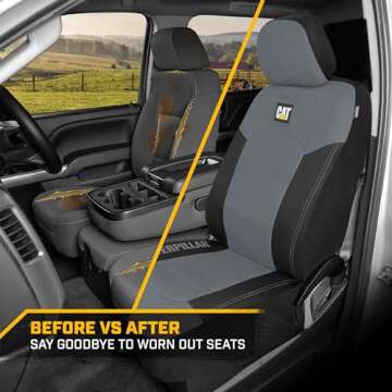 Cat MeshFlex Automotive Seat Covers for Cars Trucks and SUVs – Gray Car Seat Covers for Front Seats, Truck Seat Protectors with Comfortable Mesh Back, Set of 2