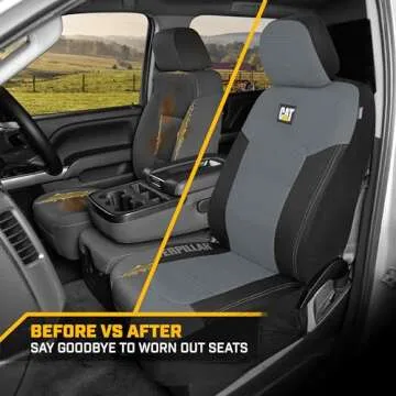 Cat MeshFlex Automotive Seat Covers for Cars Trucks and SUVs – Gray Car Seat Covers for Front Seats, Truck Seat Protectors with Comfortable Mesh Back, Set of 2