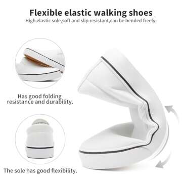 Women's Canvas Slip On Sneakers Fashion Flats Shoes White Canvas Shoes(White.US7)