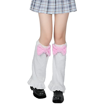 SATINIOR Y2K Leg Warmers - Fluffy, Fuzzy, Cute Bow Design for Fashionable Style