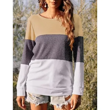 Stylish Halife Women's long Sleeve Color Block Tops