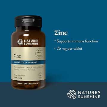 Nature's Sunshine Zinc 25mg, 150 Tablets | Helps Strengthen the Immune System by Providing 167% of the Daily Value of Zinc