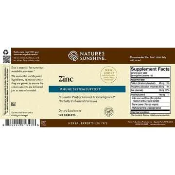 Nature's Sunshine Zinc 25mg, 150 Tablets | Helps Strengthen the Immune System by Providing 167% of the Daily Value of Zinc