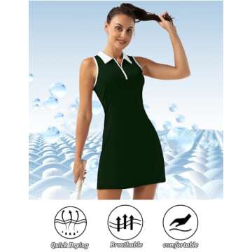 FKEEP Women's Tennis Golf Dress with Shorts and Pocket