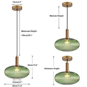 KCO Lighting Modern Gold Globe Pendant Light - Adjustable Brass Kitchen Fixture