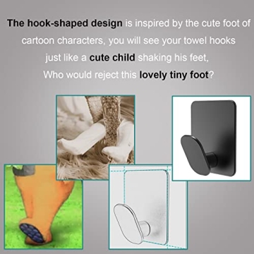 DELITON Adhesive Hooks 4 Pack for Home Organization