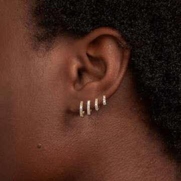 Kenivira Gold Hoop Earrings Set for Women, 14K Gold Plated Tiny Small Hoop Huggie Earrings, Hypoalle...