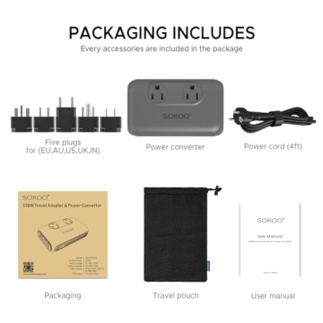 Best SOKOO 230-Watt Voltage Converter for Worldwide Travel