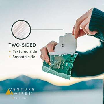 Venture Wipes Tea Tree Oil Body Wipes - Adventure Wipes for Adults - Biodegradable Cleansing Wipes with Aloe and Vitamin E - Camping Essentials - Individually Wrapped Body Wipes - 10 Count Bag