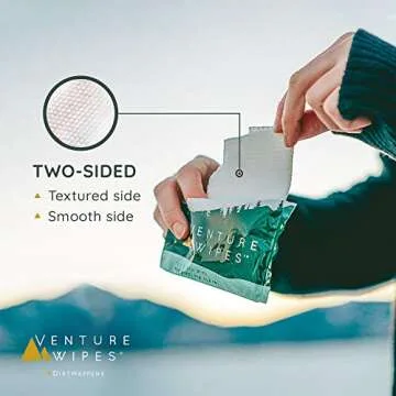 Venture Wipes Tea Tree Oil Body Wipes - Adventure Wipes for Adults - Biodegradable Cleansing Wipes with Aloe and Vitamin E - Camping Essentials - Individually Wrapped Body Wipes - 10 Count Bag