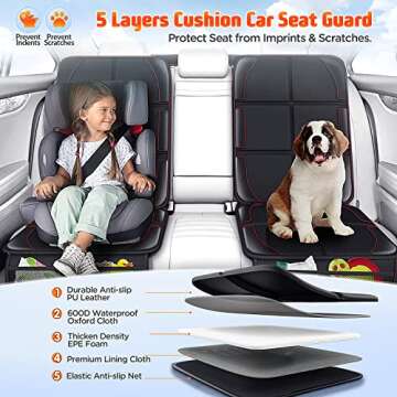 Gimars Car Seat Protector, 2 Pack, Waterproof 600D Fabric Carseat Protector Car Seat Cover for Child Car Seat with Nonslip Backing Mesh Pockets for Baby and Pet SUV Sedan Truck Leather Seats