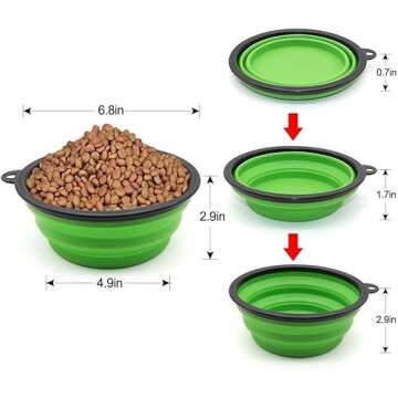 Collapsible Bowls, 2 Pack Water Bowls for Cats Dogs, Portable Pet Feeding Watering Dish for Walking Parking Traveling with 2 Carabiners (Large, Blue+Green)