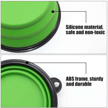 Collapsible Bowls, 2 Pack Water Bowls for Cats Dogs, Portable Pet Feeding Watering Dish for Walking Parking Traveling with 2 Carabiners (Large, Blue+Green)