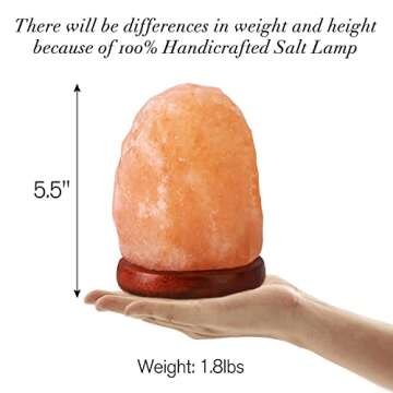 pursalt Himalayan Salt Lamp Night Light, 8 Colors Changing USB Salt Rock Lamp, Mini Small Salt Lamp with Natural Crystal Pink Salt Rock, LED Bulb and Hand Carved Taly Wood Base(1.8lbs & 5.5 inches)
