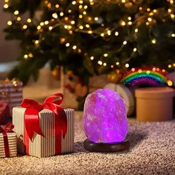 pursalt Himalayan Salt Lamp Night Light, 8 Colors Changing USB Salt Rock Lamp, Mini Small Salt Lamp with Natural Crystal Pink Salt Rock, LED Bulb and Hand Carved Taly Wood Base(1.8lbs & 5.5 inches)