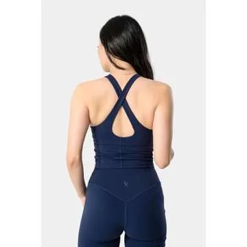 Kamo Fitness Ellyn High Neck Tank Top Sports Bra for Women - Soft Padded Built-in Bra Longline Yoga ...