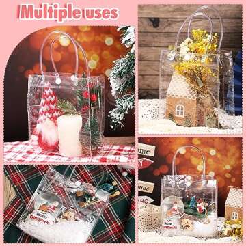 BESARME 20 Pack 6.3" x 5.9" x 2.8" Clear Gift Bags with Handle, Reusable Plastic Small Gift Bags for Party Favors Wedding Birthday