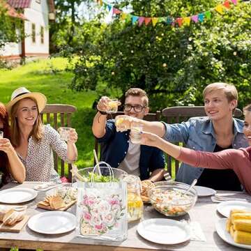 BESARME 20 Pack 6.3" x 5.9" x 2.8" Clear Gift Bags with Handle, Reusable Plastic Small Gift Bags for Party Favors Wedding Birthday