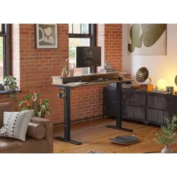 FEZIBO 55 x 24 Inch Height Adjustable Electric Standing Desk with Double Drawer, Stand Up Desk with ...