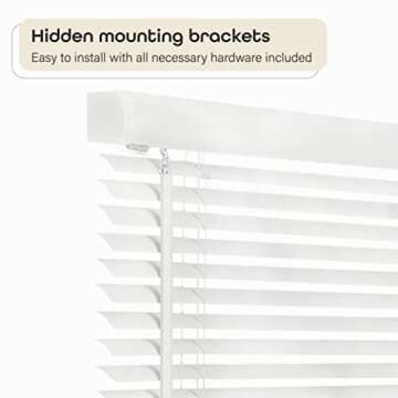 Cordless Light Filtering Mini Blind - 28 Inch Width, 48 Inch Length, 1" Slat Size - Pearl White - Cordless GII Morningstar Horizontal Windows Blinds for Interior by Achim Home Decor