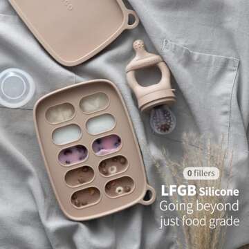 SAMiGO Baby Food Fruit Feeder and Breastmilk Popsicle Mold Set, Silicone Fruit Teether, Food Feeder ...