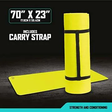 RBX 10mm Thick Yoga Mat for Fitness and Exercise with Carrying Strap, 70 x 23 Inches