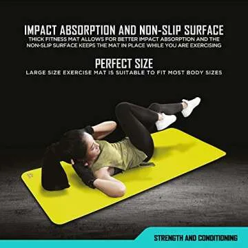 RBX 10mm Thick Yoga Mat for Fitness and Exercise with Carrying Strap, 70 x 23 Inches