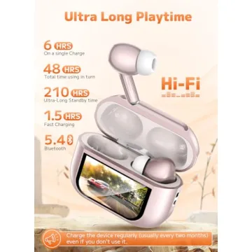 Szwdo Wireless Earbuds with Touch Screen & ANC Technology