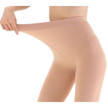 EVERSWE Women's Opaque Fleece Lined Tights, Thermal Tights (Nude,L)