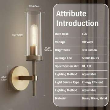 RINGRAIN Brass Wall Sconces Set of Two14.37'' Knurled Texture Indoor Wall Light Fixtures, Bathroom V...