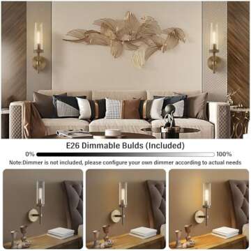 RINGRAIN Brass Wall Sconces Set of Two14.37'' Knurled Texture Indoor Wall Light Fixtures, Bathroom Vanity Light Fixtures with Clear Glass, Modern Wall Lamp for Living Room Hallway(Bulb Includ