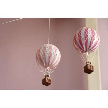 Authentic Models Hot Air Balloon Mobile | Gender Neutral Decor | Mobile for Ceiling | Nursery Mobile | Easy to Hang and Assemble (Pink)