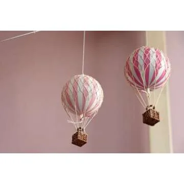 Authentic Models Hot Air Balloon Mobile | Gender Neutral Decor | Mobile for Ceiling | Nursery Mobile | Easy to Hang and Assemble (Pink)