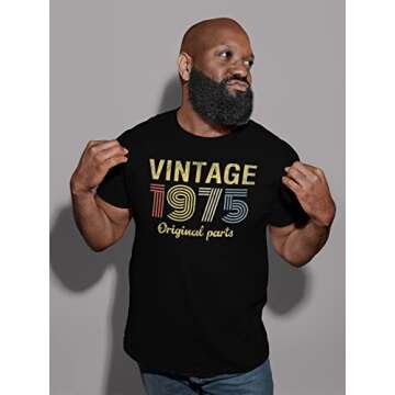 50th Birthday Gift Shirt for Men - Vintage Original Parts 1975 Retro Birthday - 001 - F/Dk. Heather-Sm