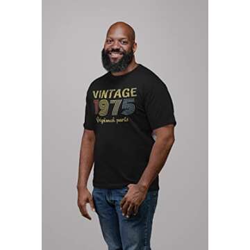 50th Birthday Gift Shirt for Men - Vintage Original Parts 1975 Retro Birthday - 001 - F/Dk. Heather-Sm