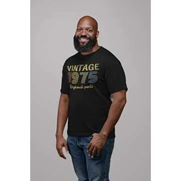 50th Birthday Gift Shirt for Men - Vintage Original Parts 1975 Retro Birthday - 001 - F/Dk. Heather-Sm