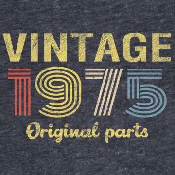50th Birthday Gift Shirt for Men - Vintage Original Parts 1975 Retro Birthday - 001 - F/Dk. Heather-Sm