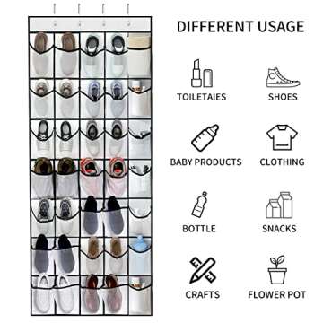VEEBELL 35 Pocket Over The Door Shoe Organizer for Easy Storage