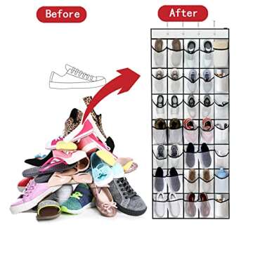 VEEBELL 35 Pocket Over The Door Shoe Organizer for Easy Storage