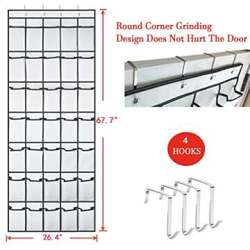 VEEBELL 35 Pocket Over The Door Shoe Organizer for Easy Storage