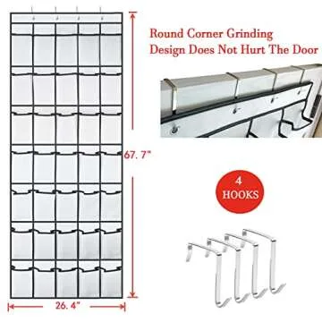 VEEBELL 35 Pocket Over The Door Shoe Organizer for Easy Storage