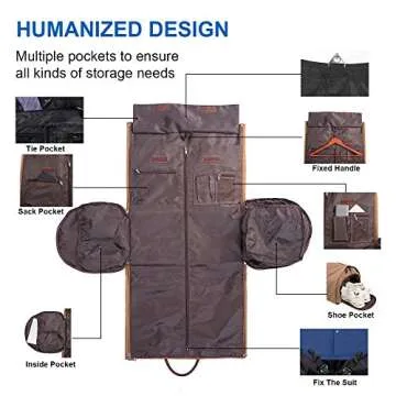 Seyfocnia, Carry On Garment Bag, Mens Garment Bag for Travel Business, Large Canvas Duffel Bag with Shoe Compartment -Brown