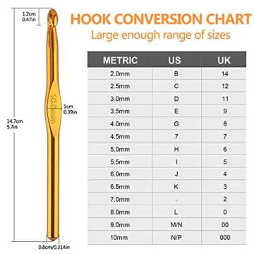 BCMRUN 14 pcs Multicolor Aluminum Crochet Hooks Knitting Needles Craft Yarn 2-10mm …