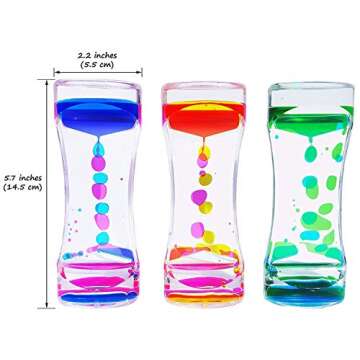JRLAJRL 3 Pack Liquid Motion Bubbler Timer Sensory Calming Fidget Toy Autism Community Toys for Kids Teenager Adults