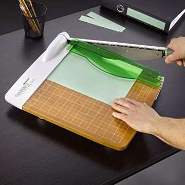 Westcott 16717 12-Inch CarboTitanium Wood Base Guillotine Paper Cutter, Multi-Paper Trimmer with 30 Sheet Capacity